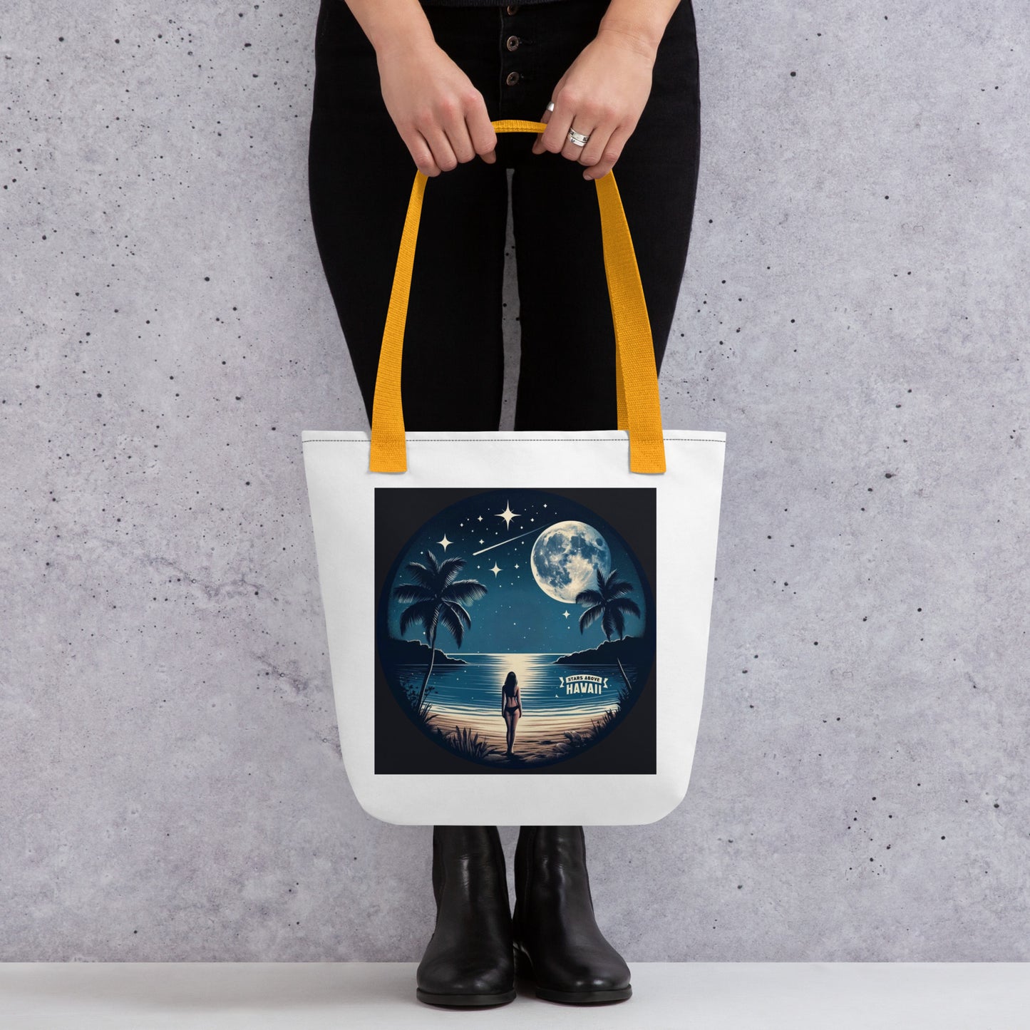 Tote Bag - Woman, Beach, Ocean, Moon and Stars