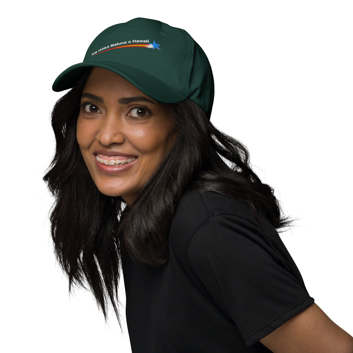 Spruce green Stars Above Hawaiʻi baseball cap with Hawaiian-language embroidered logo