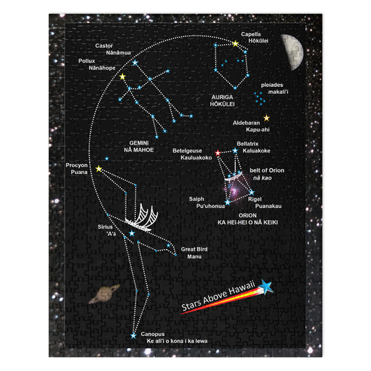 Hawaiʻi Winter Star Line jigsaw puzzle featuring Hawaiian star names and astronomy navigation artwork