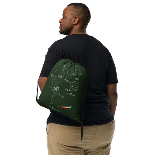 Drawstring Bag - Hawaii Winter Star Line in Dark Green