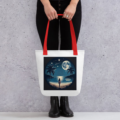 Tote Bag - Woman, Beach, Ocean, Moon and Stars