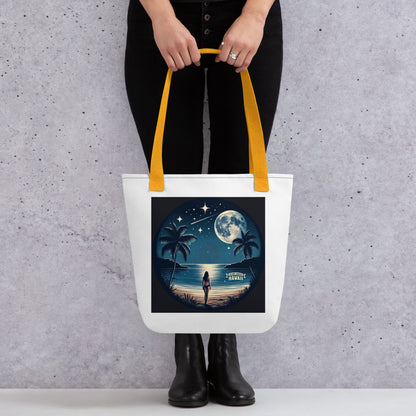 Tote Bag - Woman, Beach, Ocean, Moon and Stars
