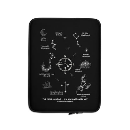 Black Hawaiʻi Star Navigation laptop sleeve with celestial wayfinding artwork
