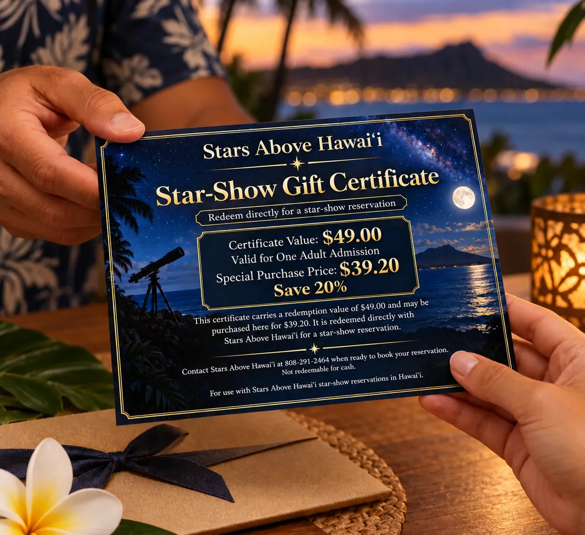 Stars Above Hawaiʻi gift certificate donation